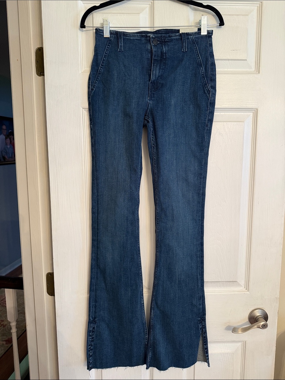 We The Free Dark Blue Flare Jeans with Hem Slits